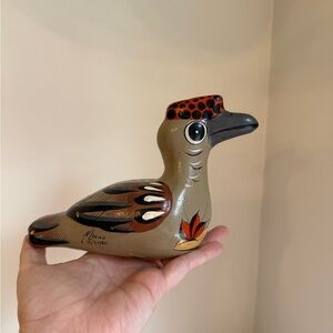 Vintage Mexican Tonalá Pottery Bird Figurine | Hand-Painted Folk Art